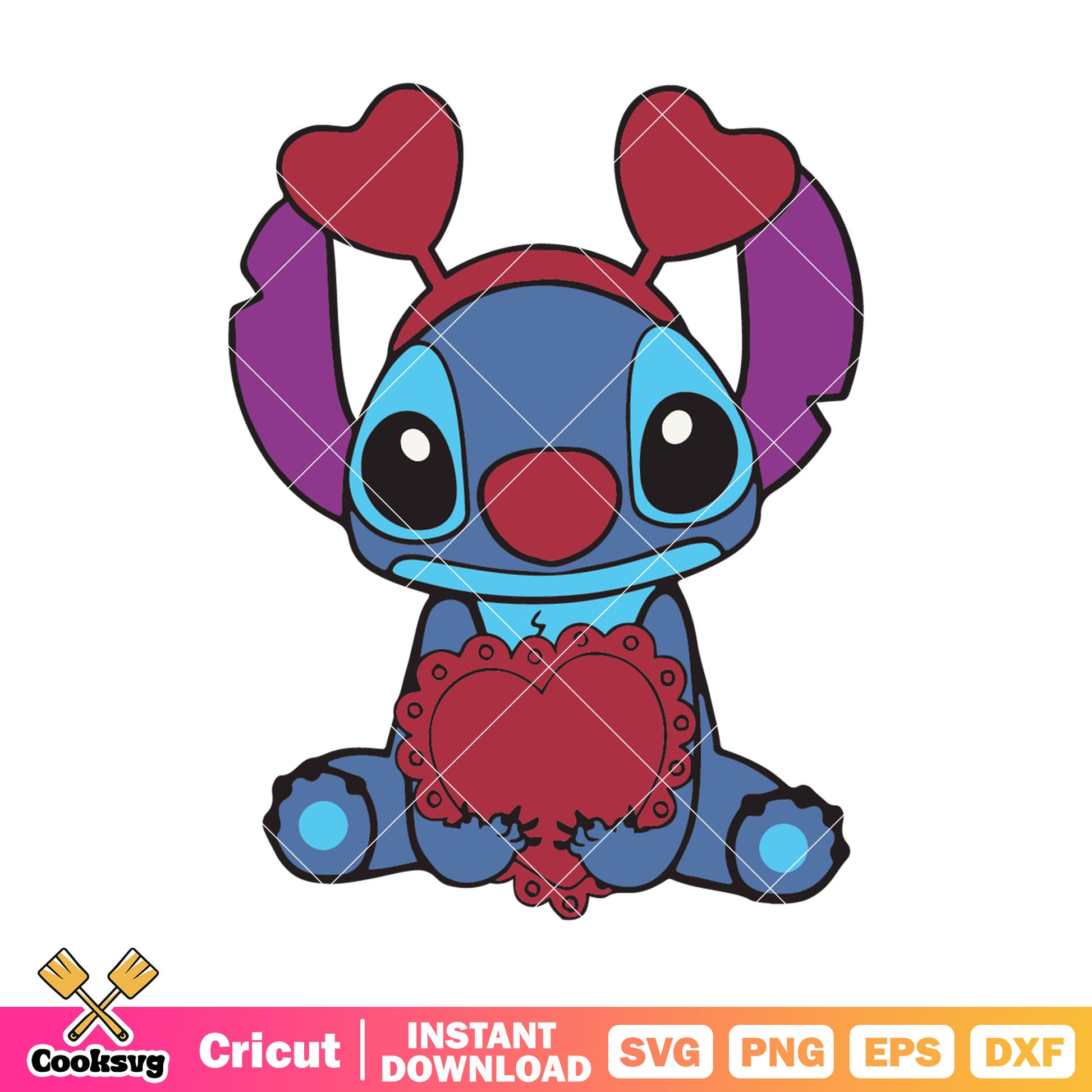 Stitch cosplay bug valentine svg, stitch valentine svg, disney stitch svg