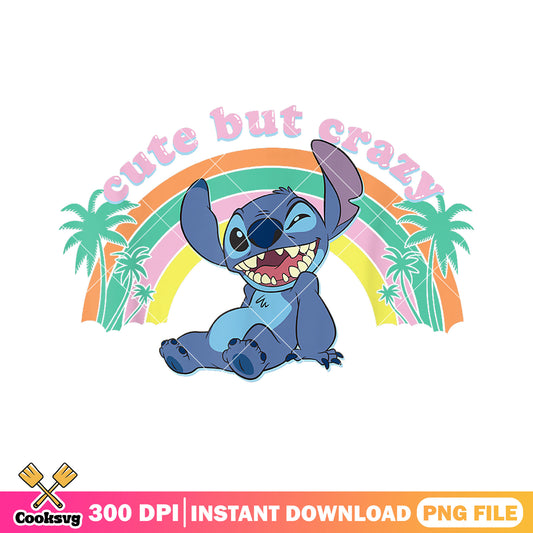 Stitch cute but crazy png file, cute stitch png, rainbow stitch​ png