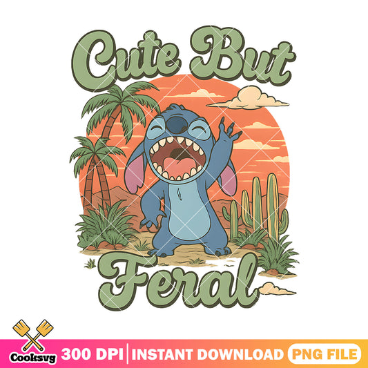 Stitch cute but feral png, stitch feral png, cute but feral​ png