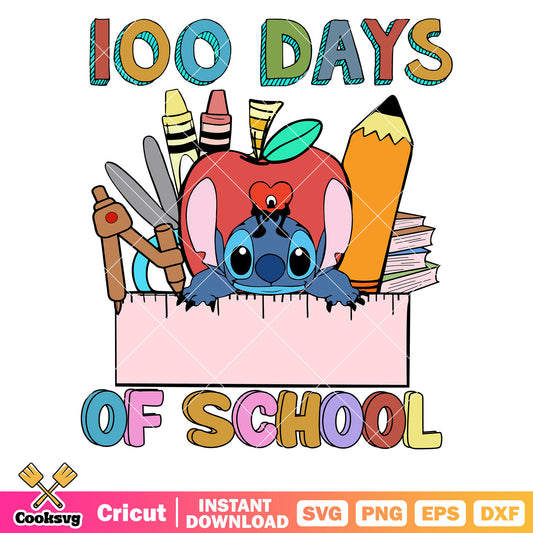 Stitch disney 100 days of school svg, disney stitch svg, 100 days of school svg