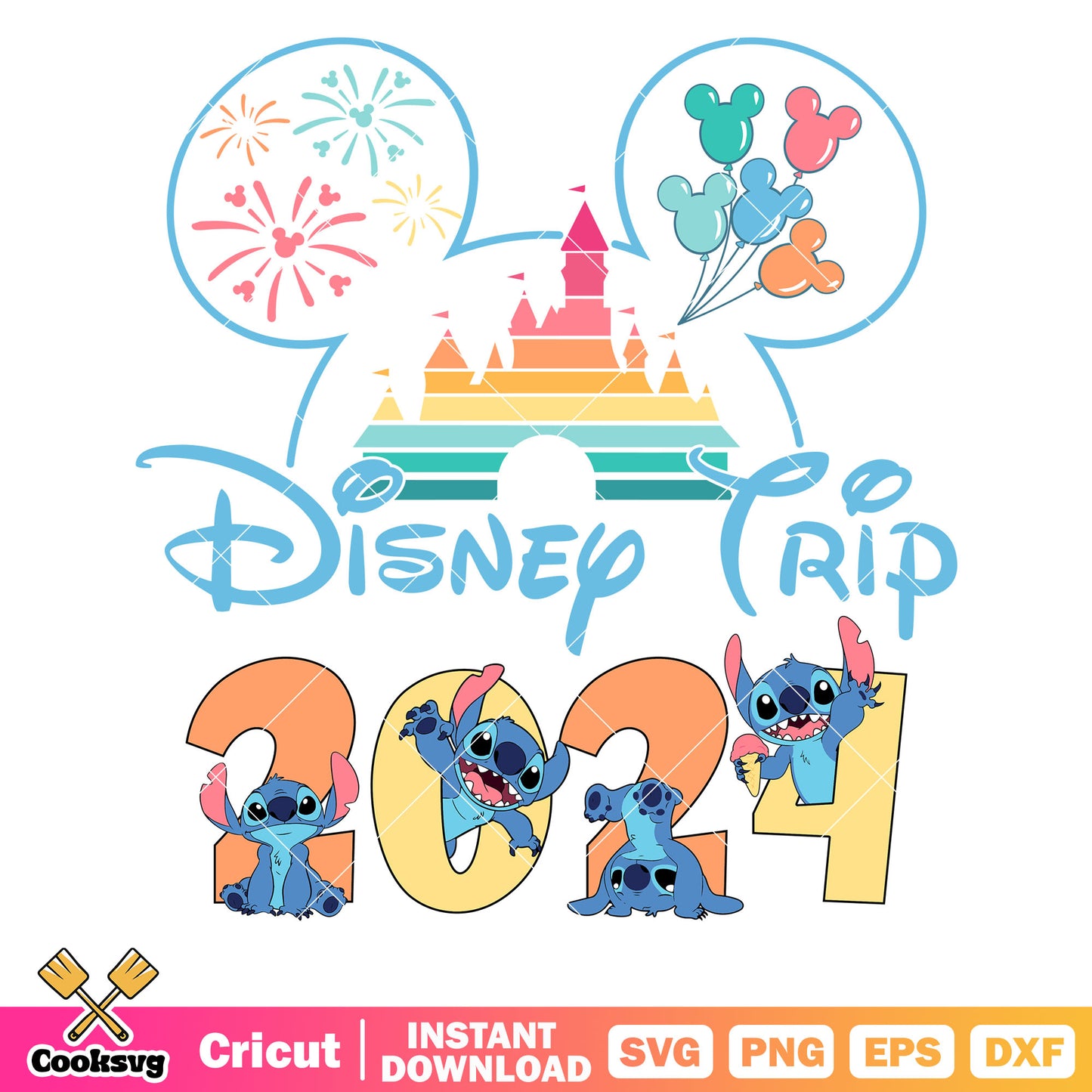 Stitch disney castle disney trip 2024 svg, disney trip svg