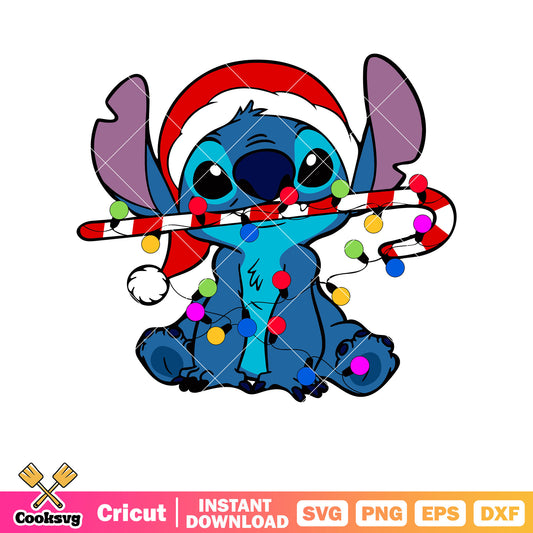 Stitch disney christmas candy cane svg