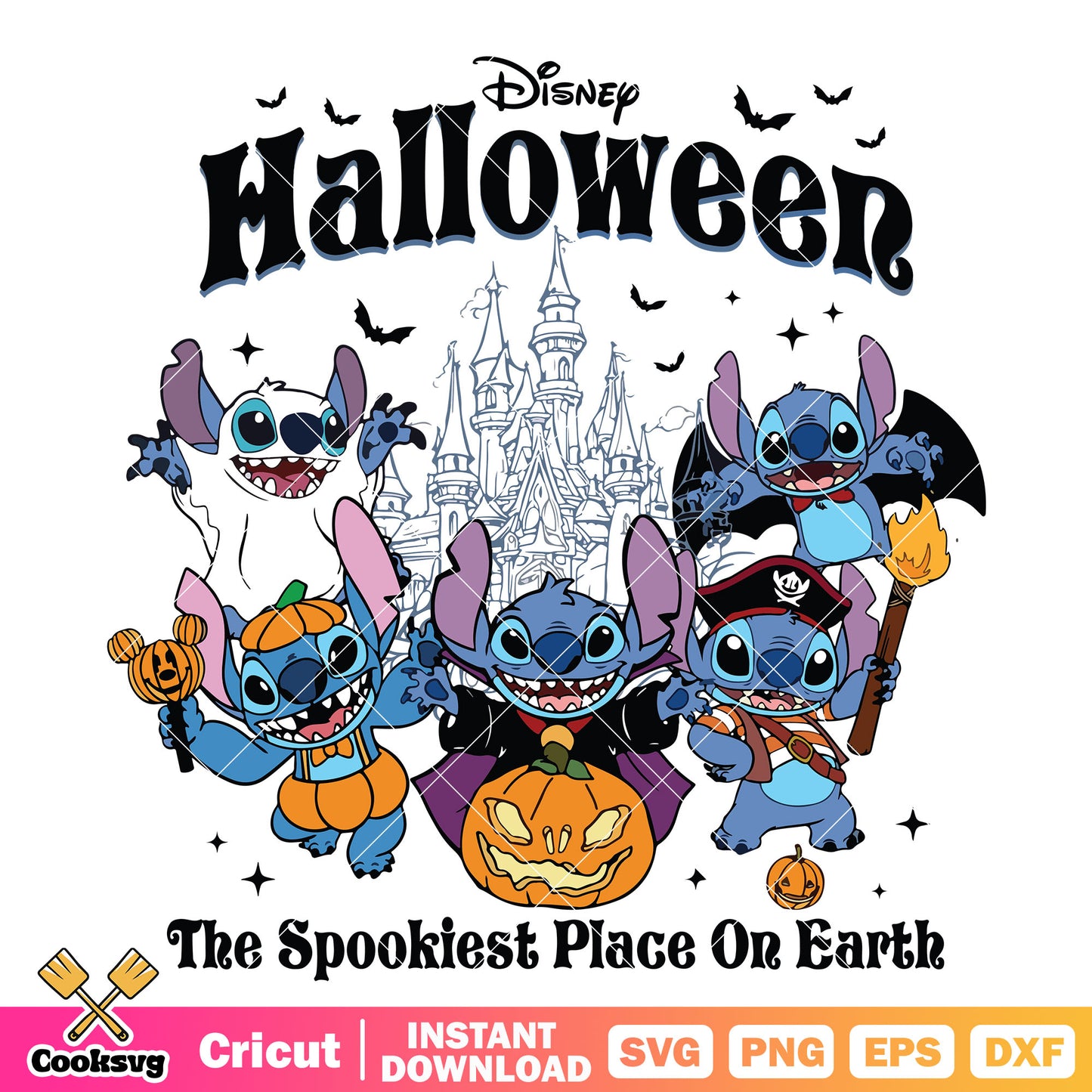 Stitch disney the spookiest svg, stitch halloween svg, stitch pumpkin svg