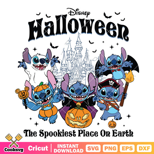 Stitch disney the spookiest svg, stitch halloween svg, stitch pumpkin svg