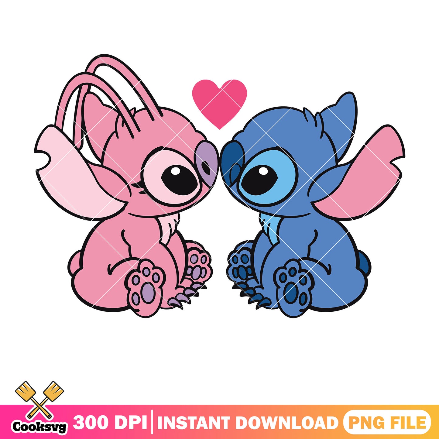 Stitch disney valentine with angel png, stitch valentine png, disney valentine png