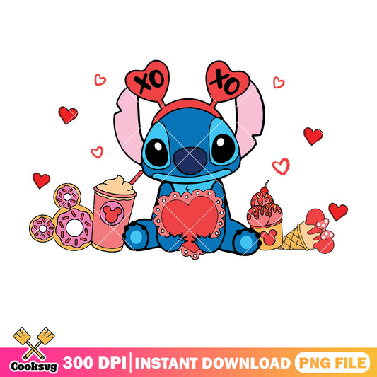 Stitch disney xoxo valentine png, stitch valentine png, xoxo valentine png