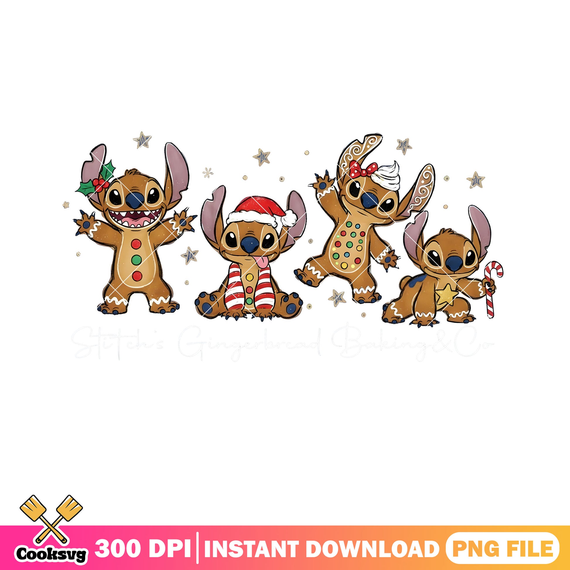 Stitches gingerbread baking png, lilo and stitch png, christmas png