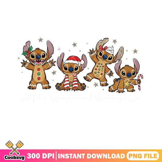 Stitches gingerbread baking png, lilo and stitch png, christmas png