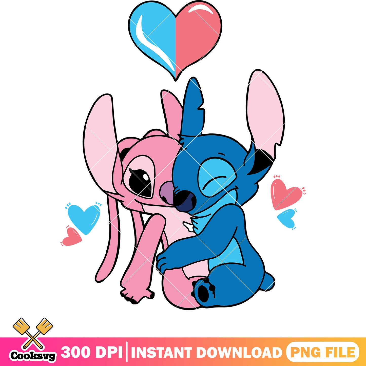 Stitch fall in love angel valentine png, stitch valentine png