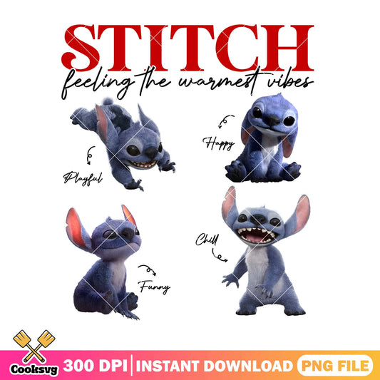 Stitch feeling the warmest vibes png, stitch vibes png, stitch emotion png