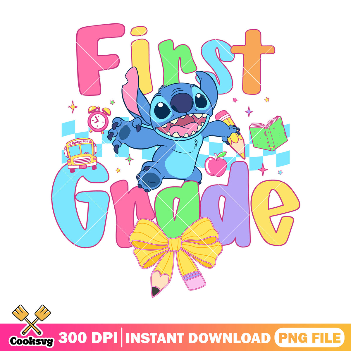 Stitch first grade design png, disney art png, back to school logo png ...