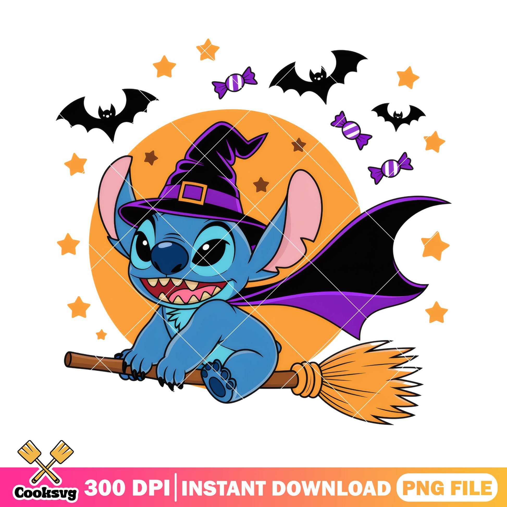 Stitch flying wizard png, lilo and stitch 2025​ png, halloween town png