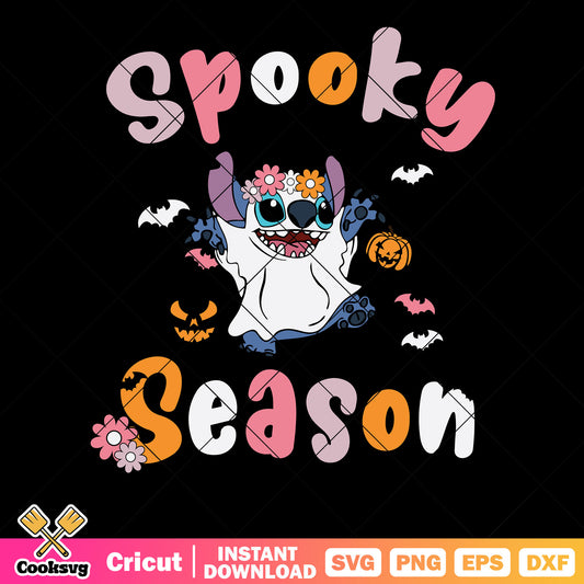 Stitch ghost costume svg, spooky season​ svg, jack o lantern svg