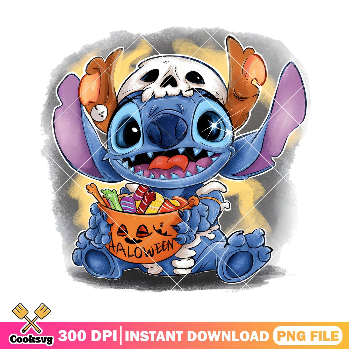 Stitch ghost hat design png, halloween decor png, dismey movies png