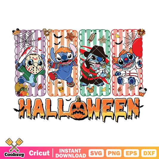Stitch horror halloween vibes svg, halloween stitch svg, horror movies svg