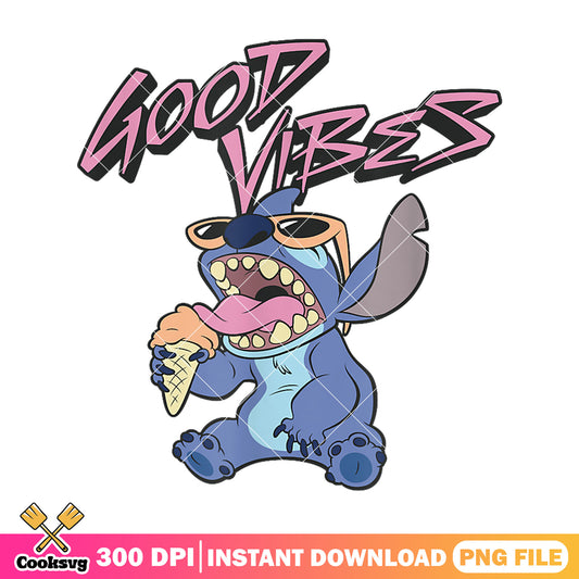 Stitch ice cream good vibes png, stitch good vibes​ png, stitch ice cream png