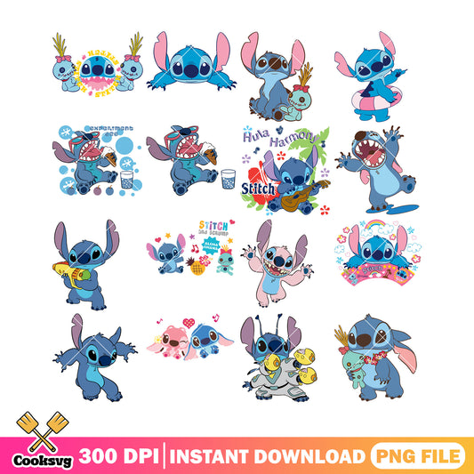 Stitch monster png bundle, stitch disney png, Hula stitch png