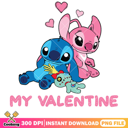 Stitch my valentine angel png, my valentine png, stitch valentine png