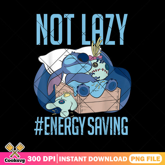 Stitch not lazy energy saving png, energy saving​ png, stitch sleeping png