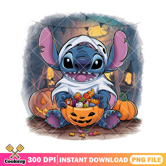 Stitch pumkin design png, halloween decor png, disney plus png