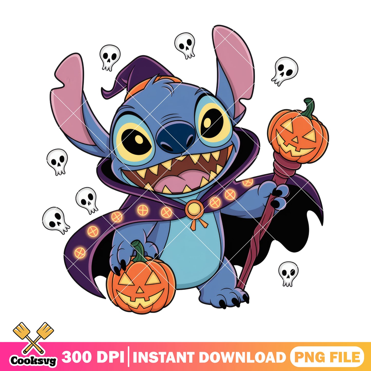 Stitch pumpkin witch png, cute stitch​ png, halloween movies​ png