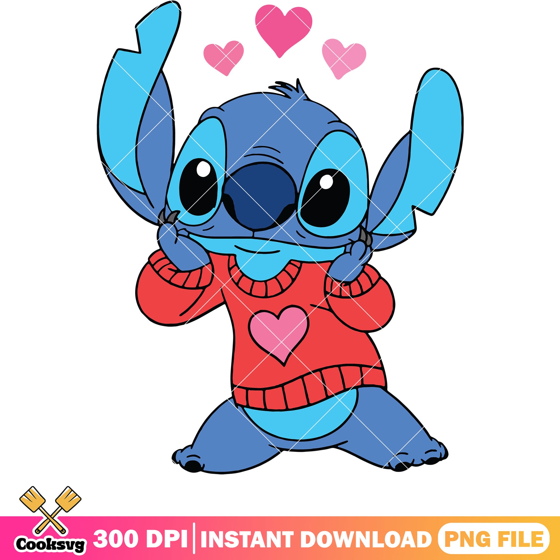 Stitch red valentine vibe png, disney stitch png, stitch valentine png