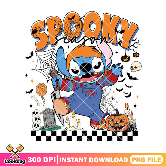 Stitch spooky chucky png, chucky horror​ png, stitch halloween png