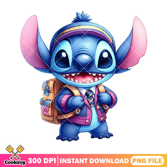 Stitch standing design png, disney art png, going back to school png
