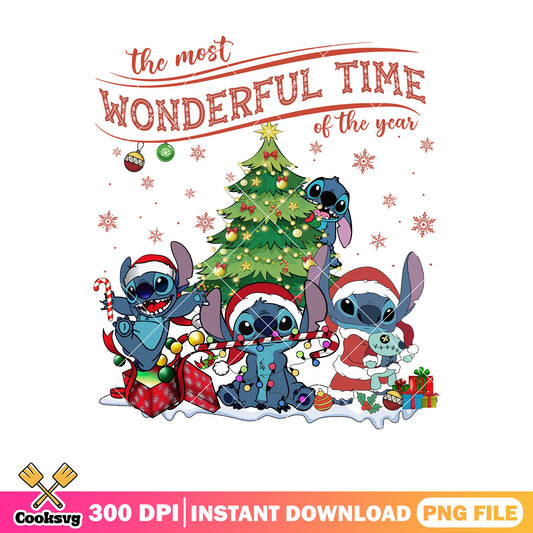 Stitch the most wonderful time christmas png
