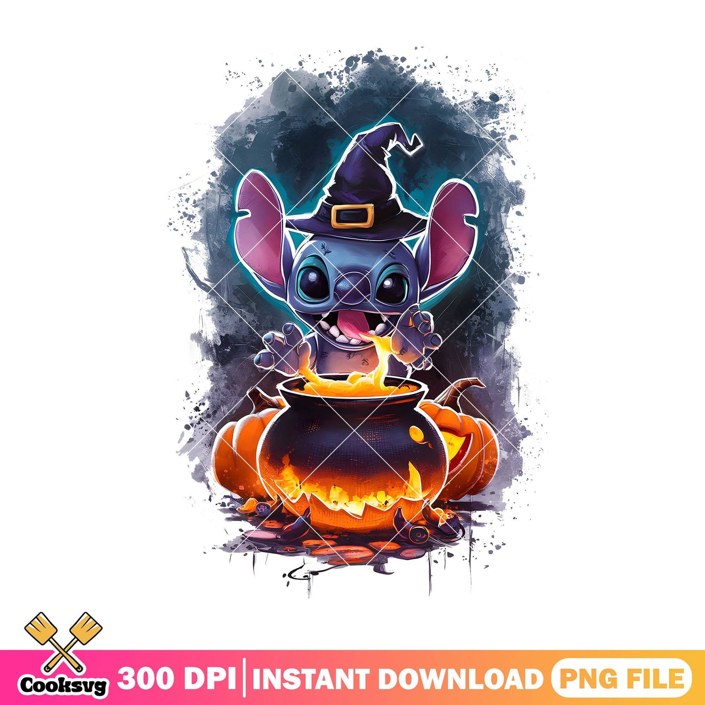 Stitch witch hat cauldron png, halloween custome png, disney png