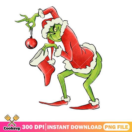 Stole christmas grinch png, christmas sock png, christmas ball png