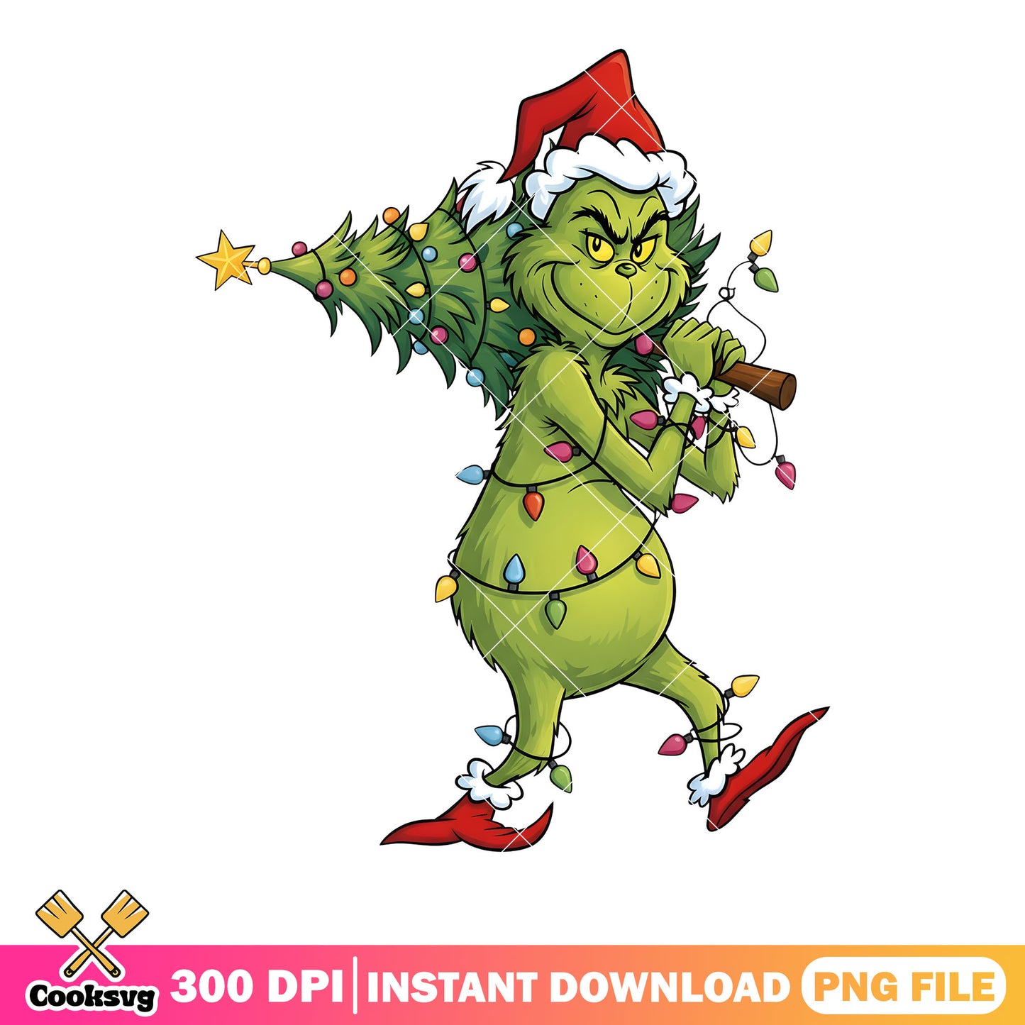 Stole the christmas tree png, santa claus shoes png, string light png