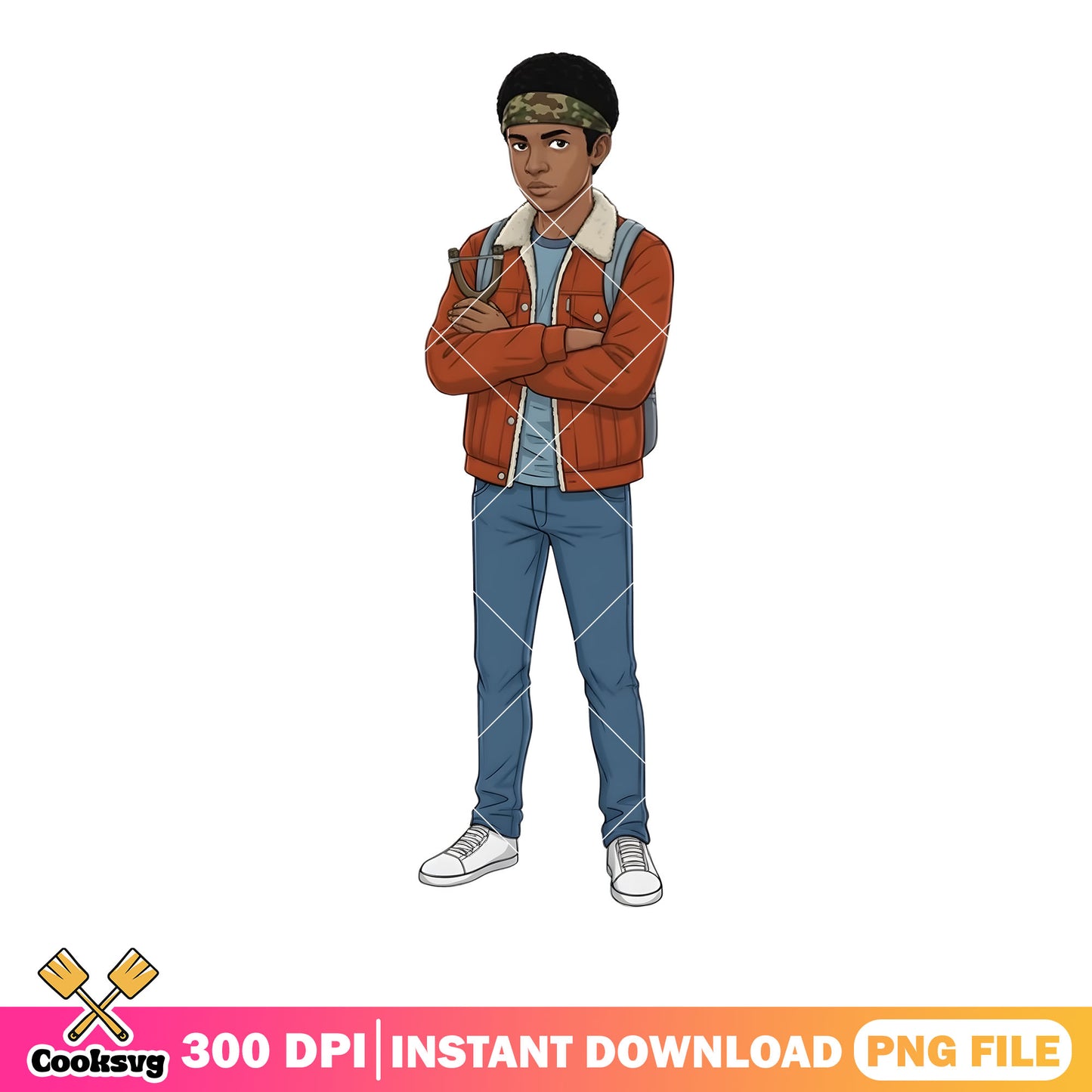Stranger design lucas png, sinclair full body png, cartoon art png