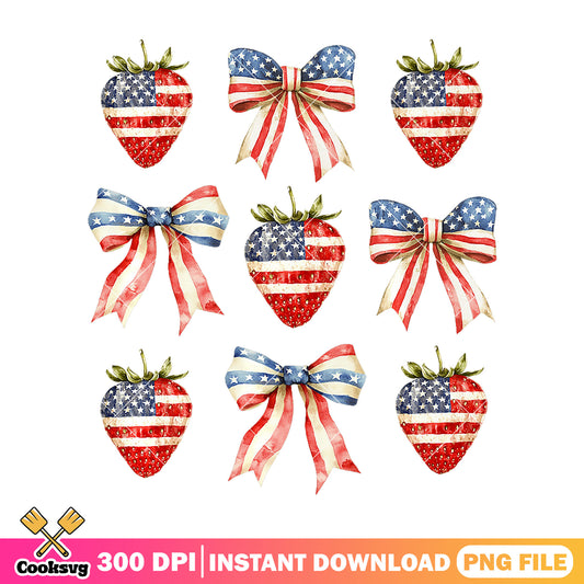 Strawberry bow tie america png, strawberry america​ png, tie a bow tie png