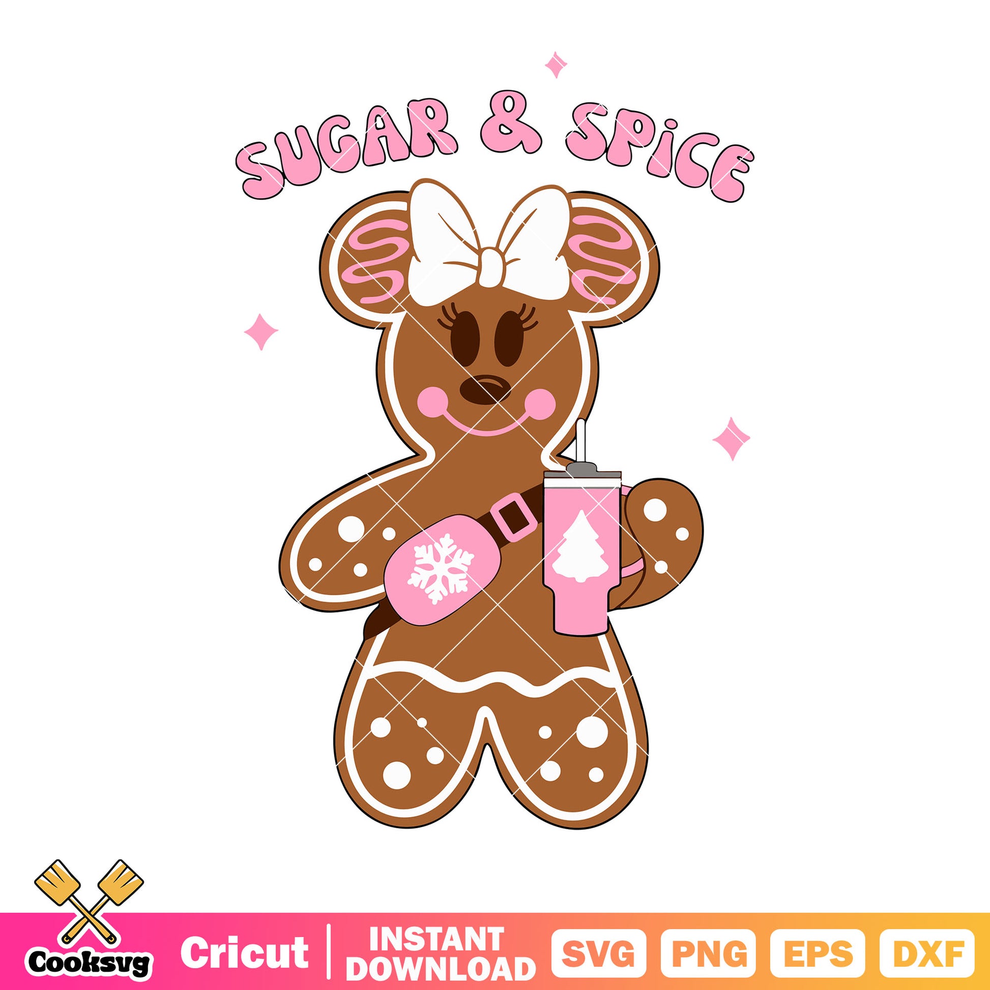Sugar and spice svg, gingerbread man svg, thermos cup svg