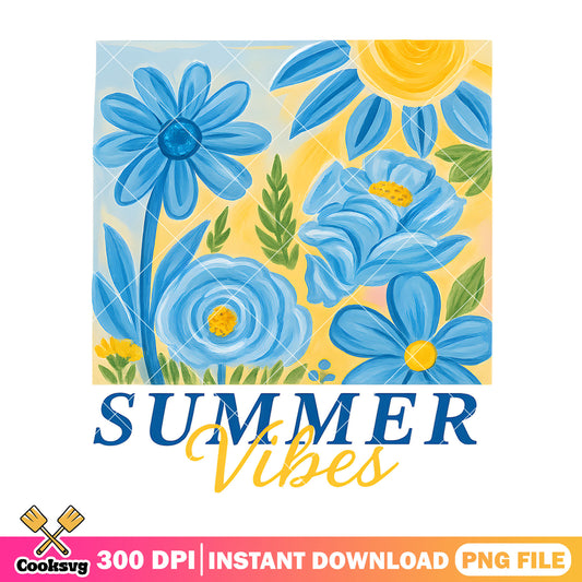 Summer flower vibes png design, summer vibes png, summer time png