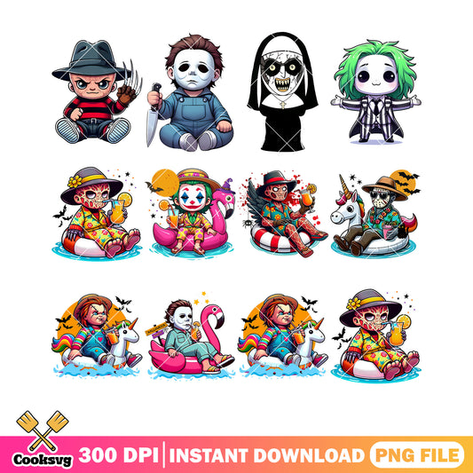 Summer vibes serial killer png bundle, chucky doll png, jason voorheez png
