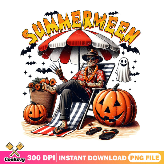 Summerween Halloween Beach PNG, Spooky Summer PNG, Halloween PNG