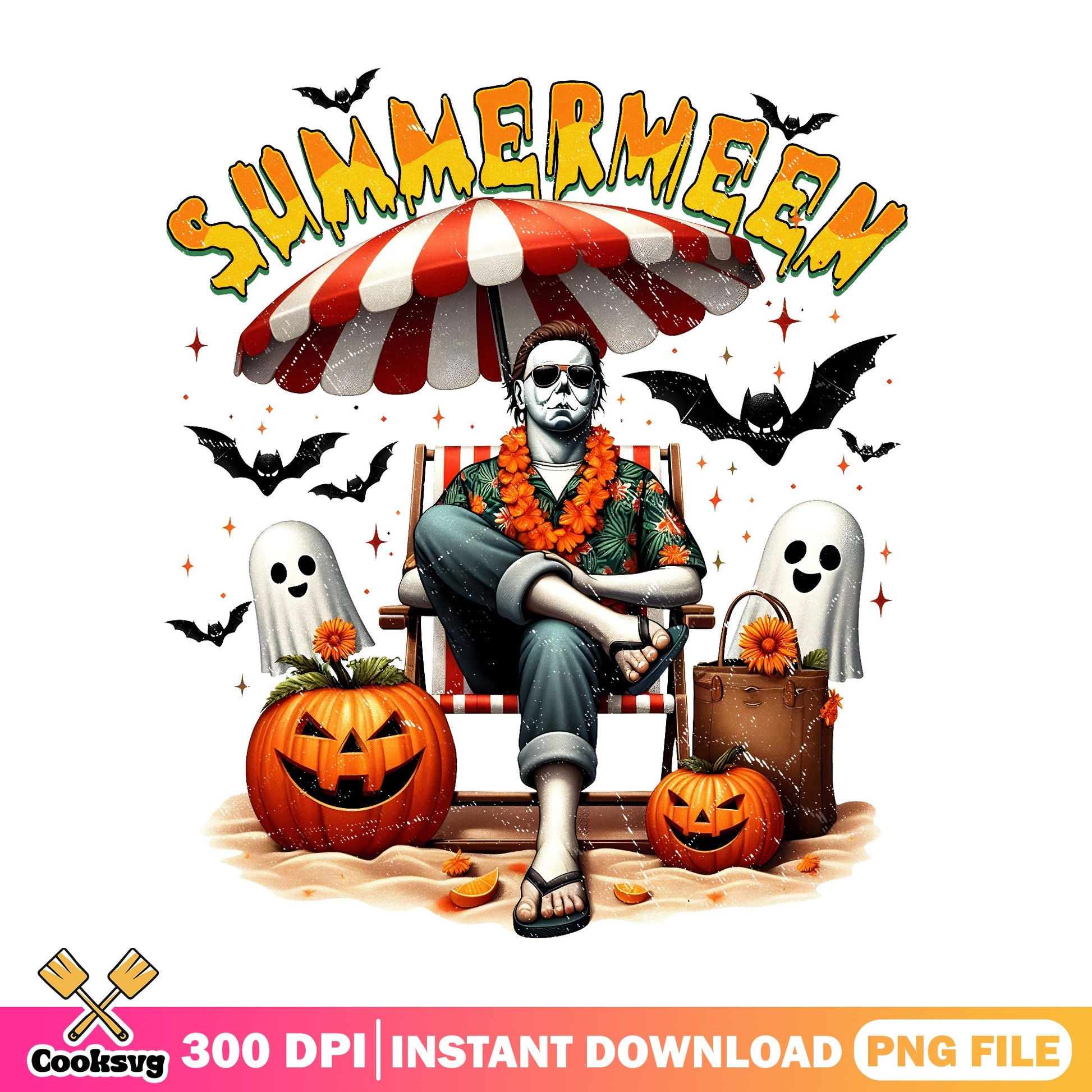 Summerween Michael Myers PNG, Halloween Beach PNG, Horror PNG