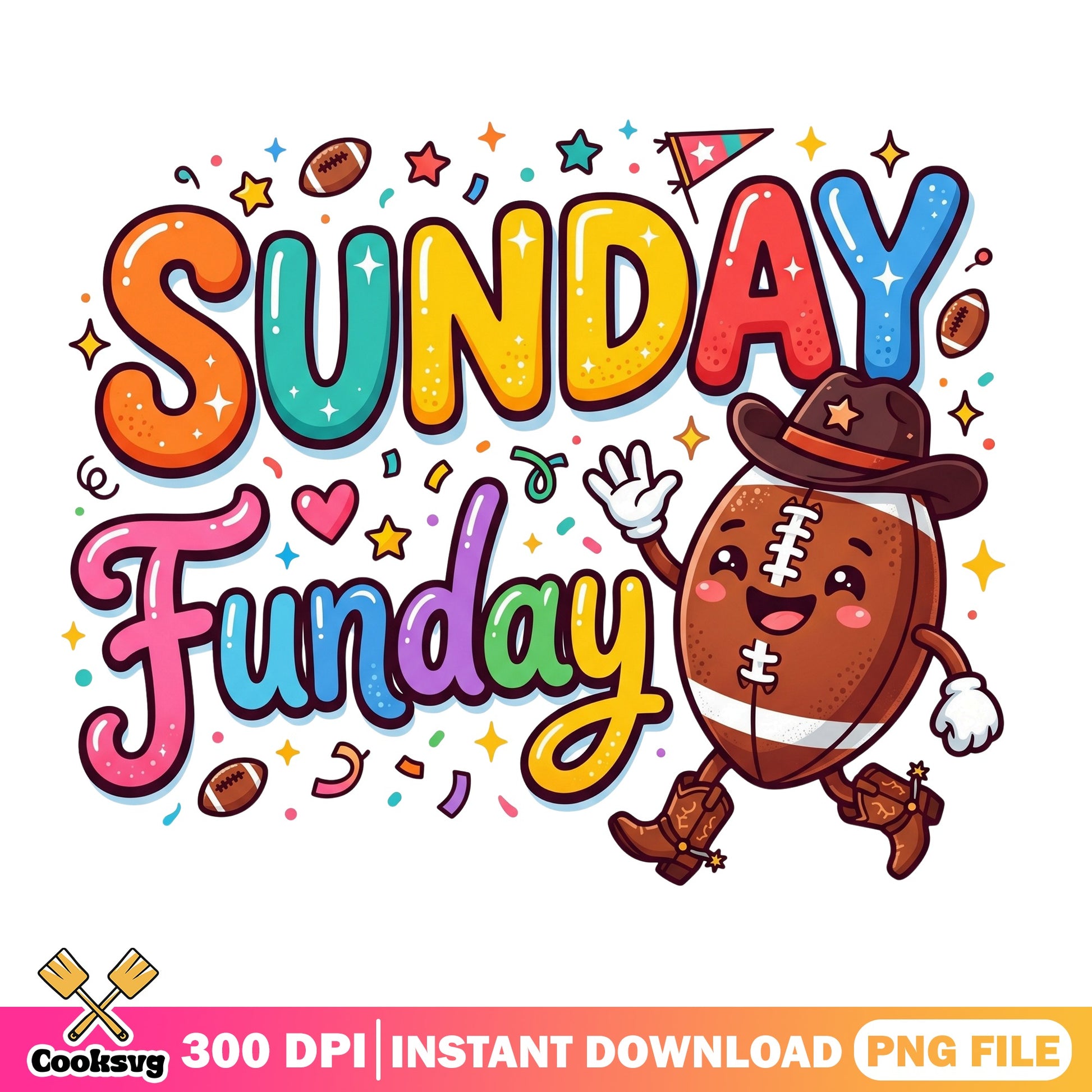 Sunday Funday Football PNG, Game Day PNG, Football Season PNG