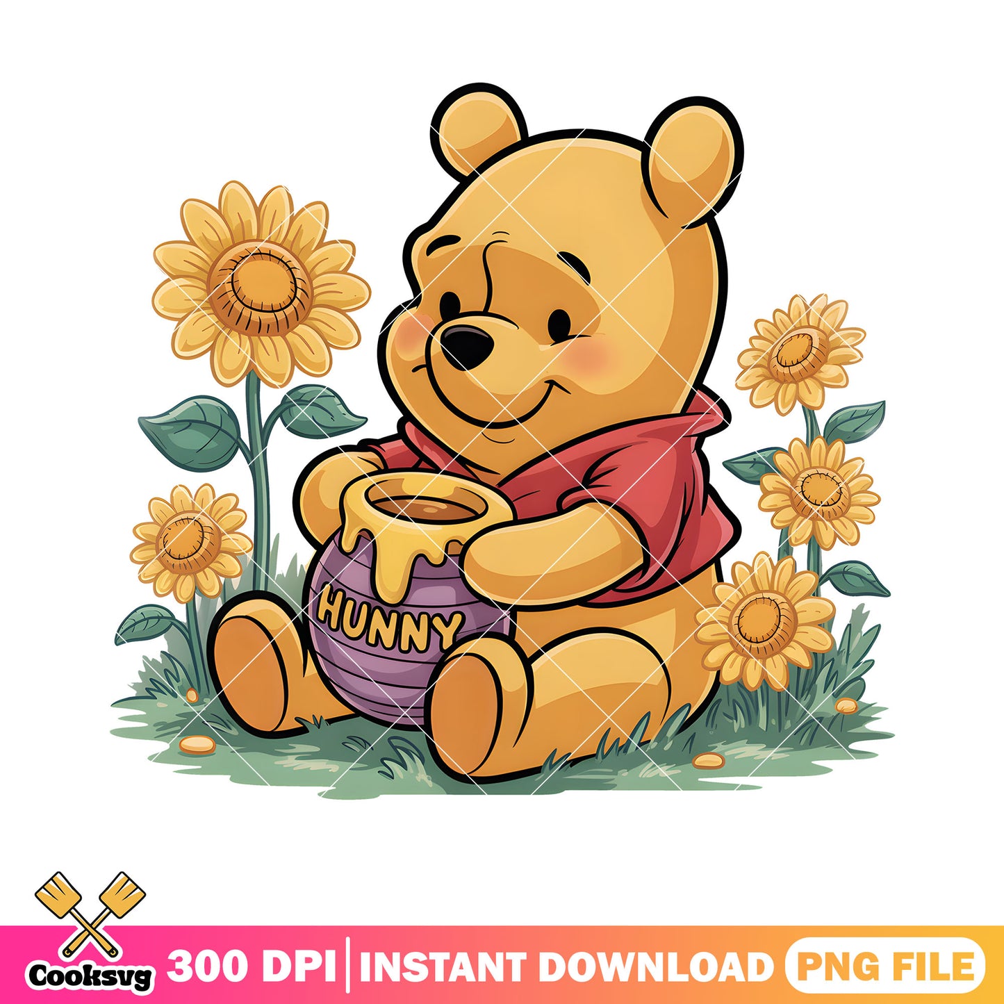 Sunflower hunny pooh bear png, pooh bear png, pooh poster png