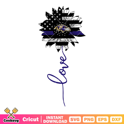Sunflower love svg. ravens baltimore svg, football american svg