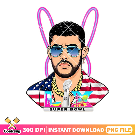 Super bowl halftime show png, america flags png, bad bunny png