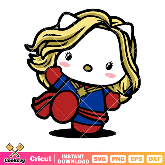 Super heroes girl svg, hello kitty svg, yellow hair​ svg