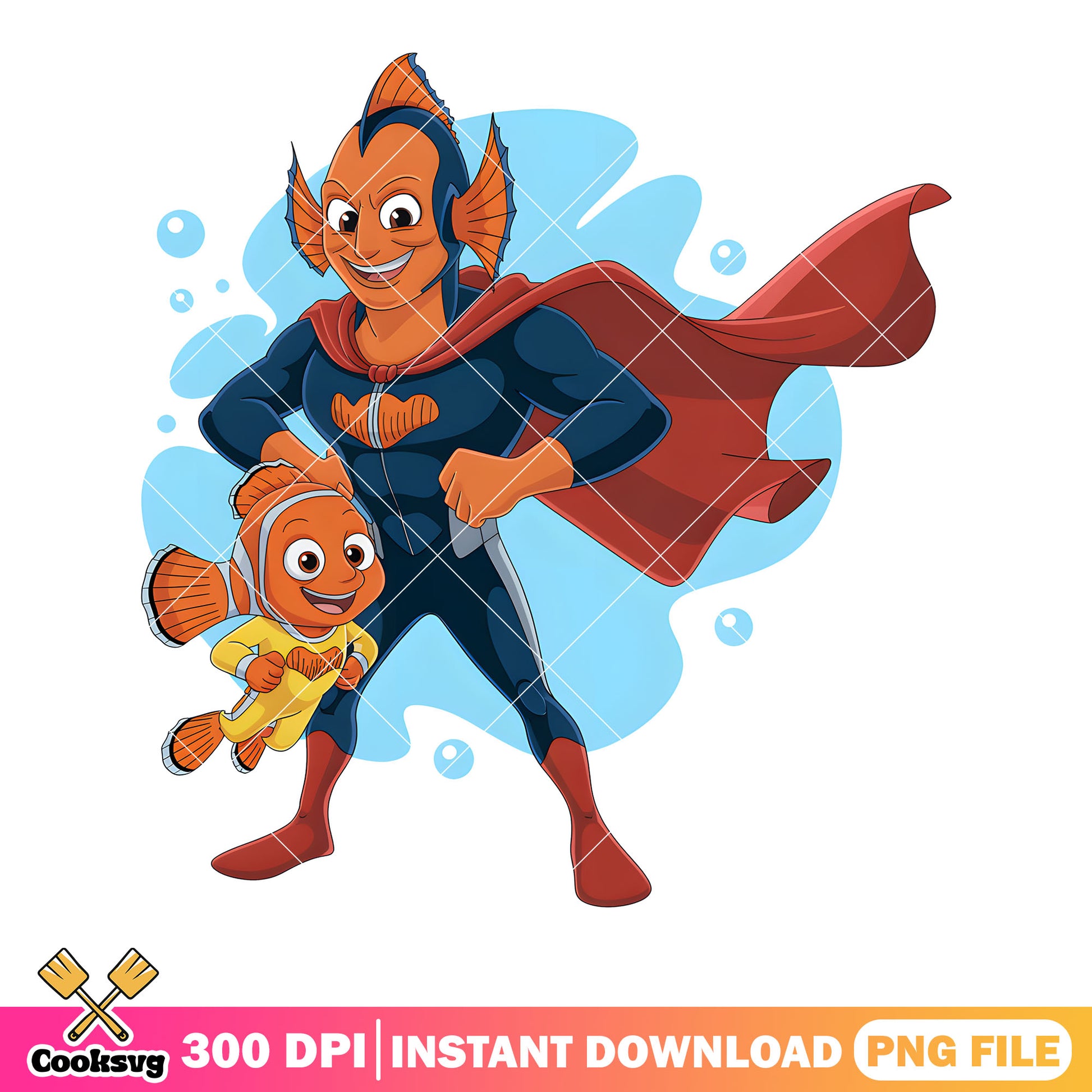 Superhero nemo fish png, poster nemo png, finding nemo png