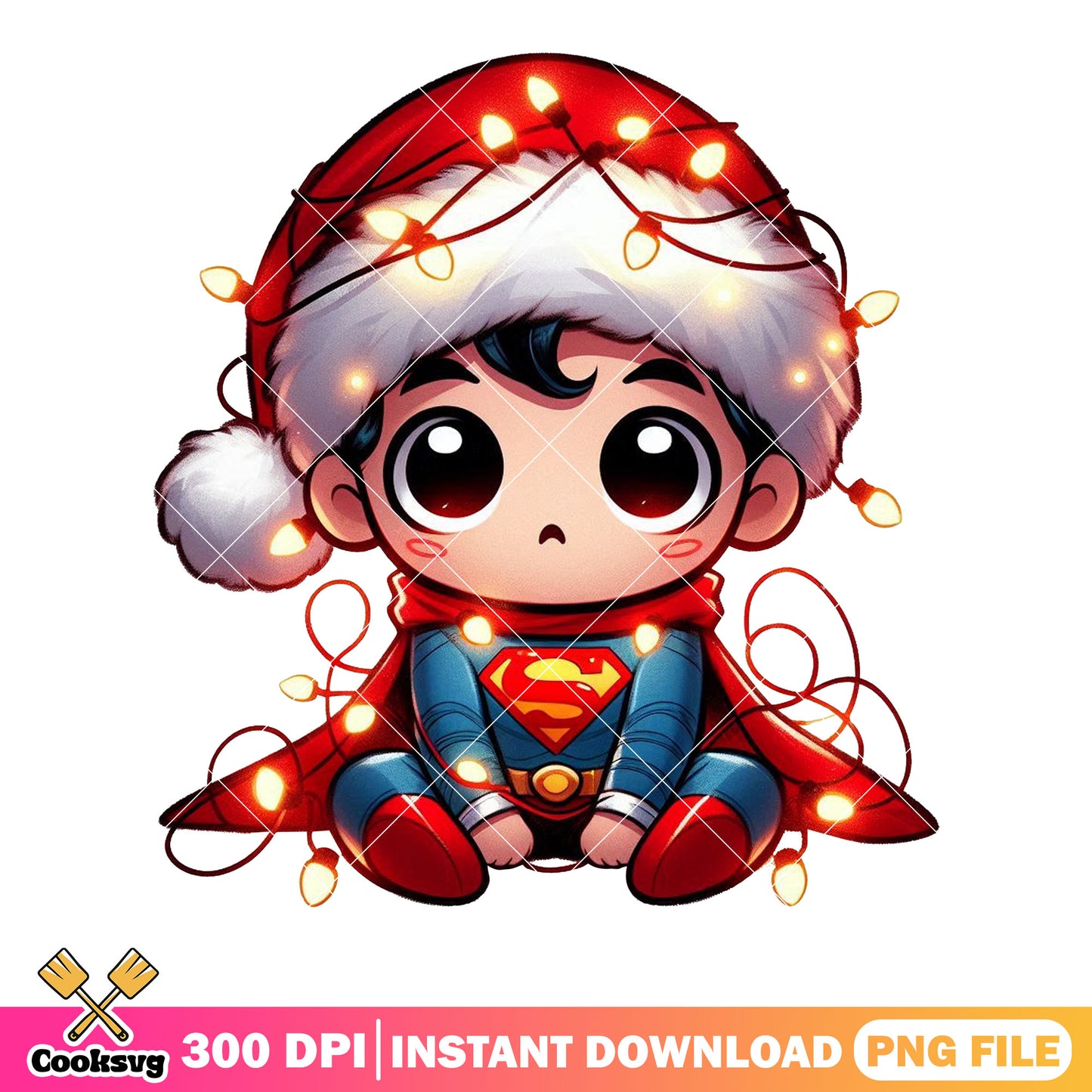 Superman santa noel png, christmas superman jumper​ png, stamp png