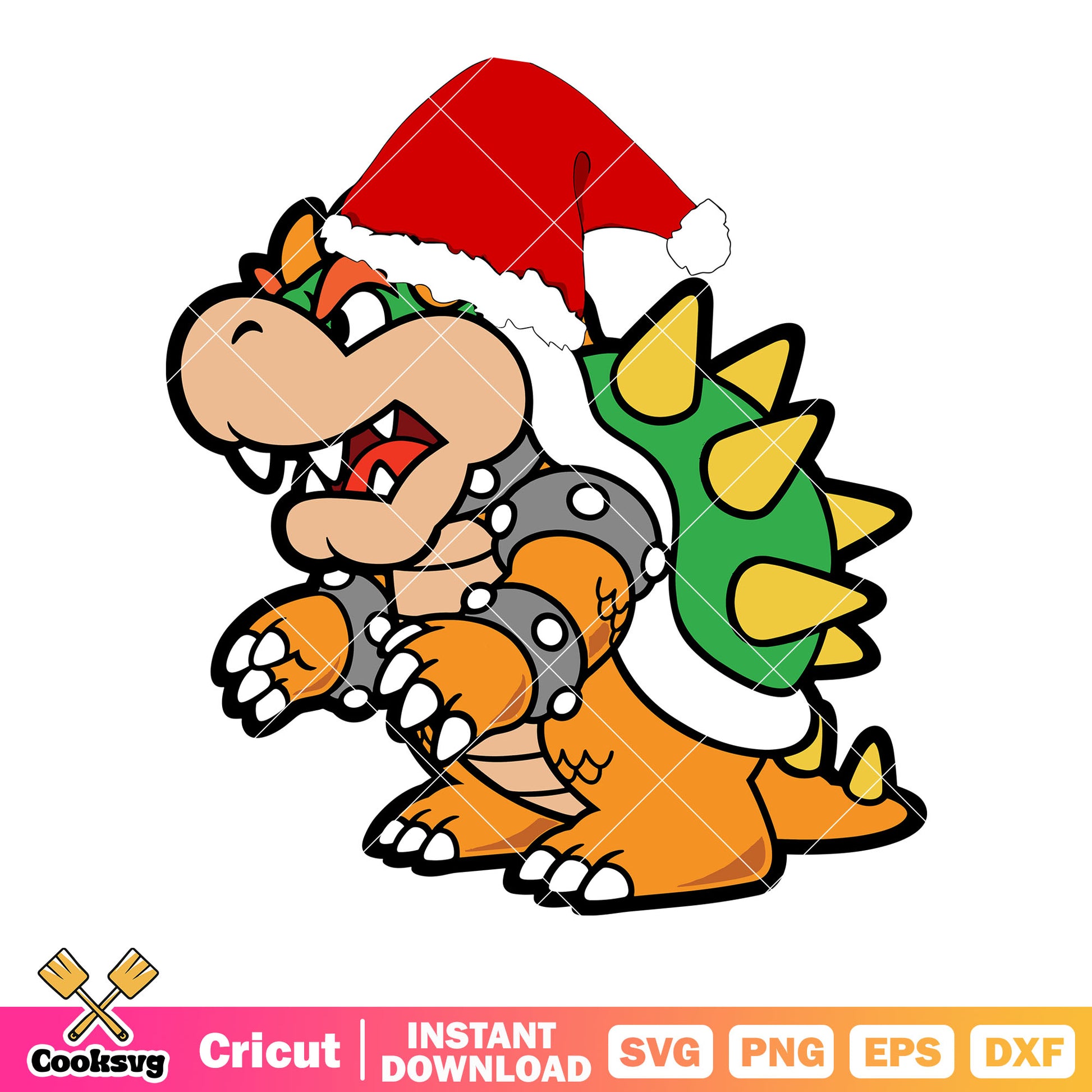 Super mario bowser svg, santa clause hat svg, nintendo christmas svg