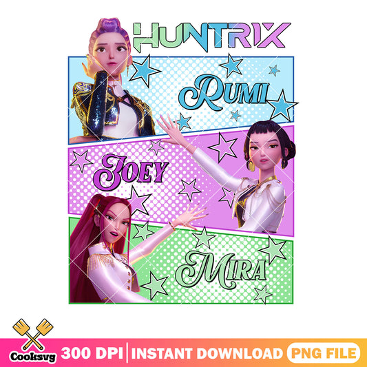 Super star huntrix girls idol png, huntrix png, kpop demon hunters png