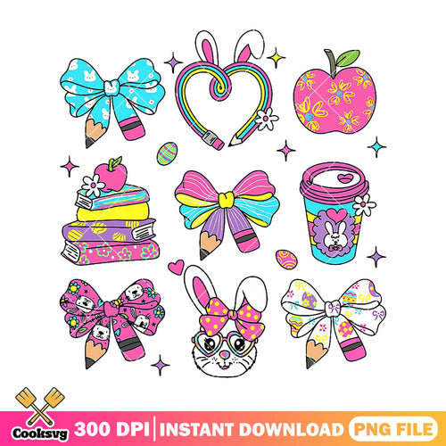Supplies cute design png, items colors png, back to school decor png