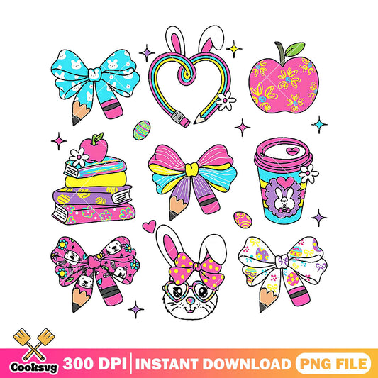 Supplies cute design png, items colors png, back to school decor png